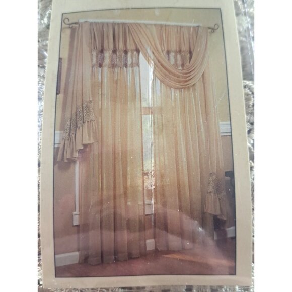 Peri Homeworks Curtain Swag Bodice Scarf Tiffany Beige 42x216 Extra Long Elegant - Picture 3 of 7
